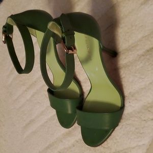 Green sling back sandals